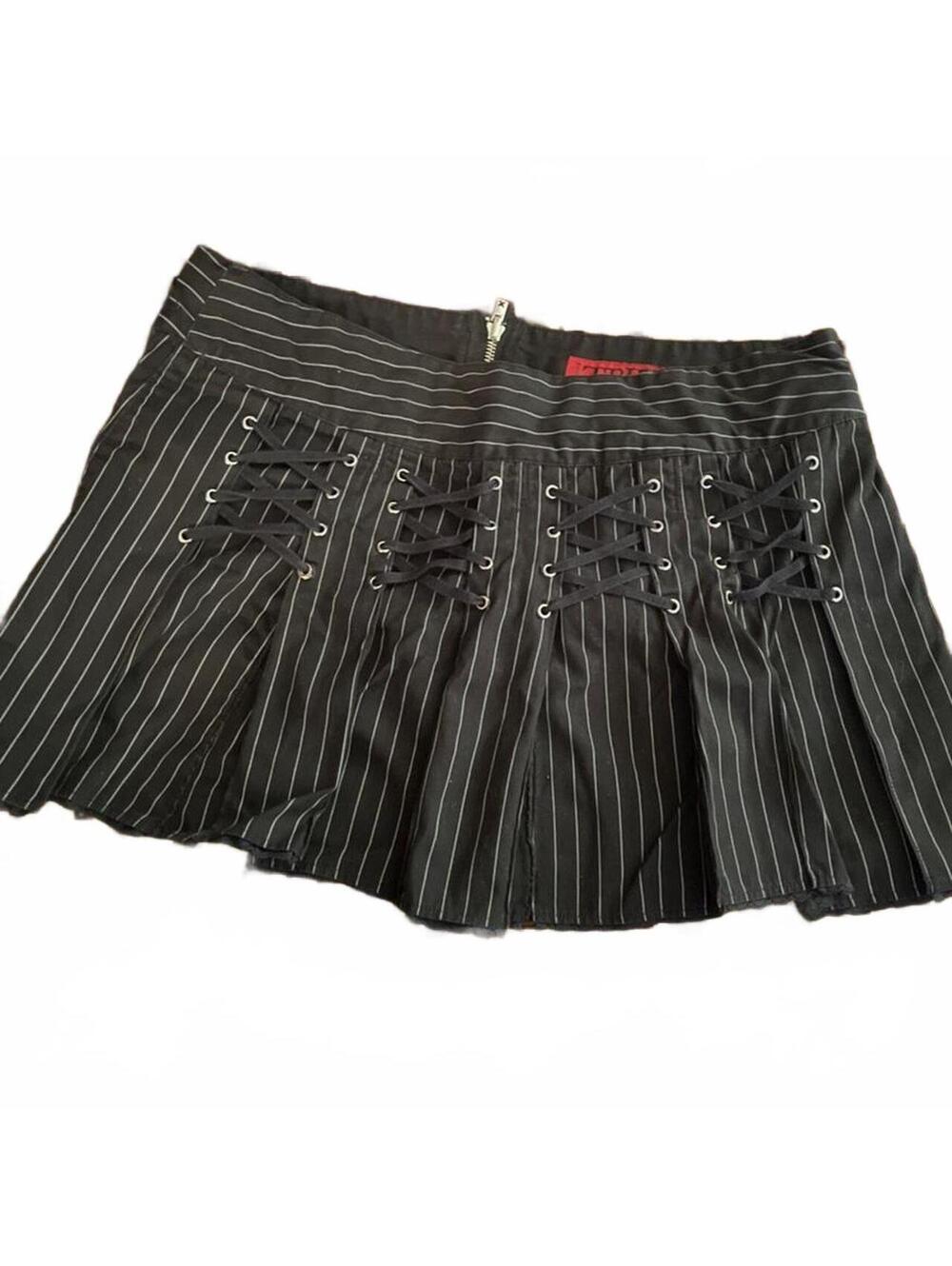 Tripp NYC vintage y2k pinstripe pleated skirt with corset detailing